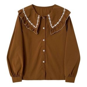 Women's Sweet Doll Collar Chain Link Floral Long Sleeve Shirt